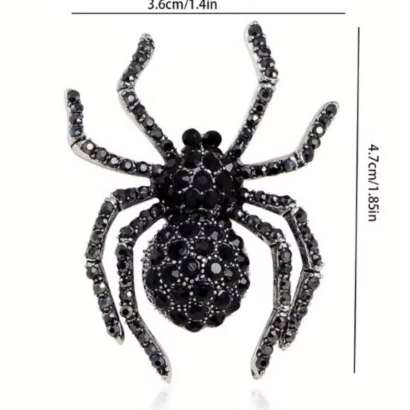 Blue Rhinestone Spider Brooch - Picture 2 of 3